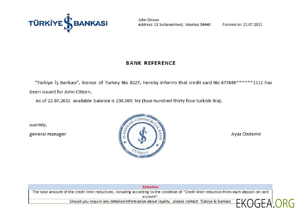 Turquie , Is Bankasi , reference